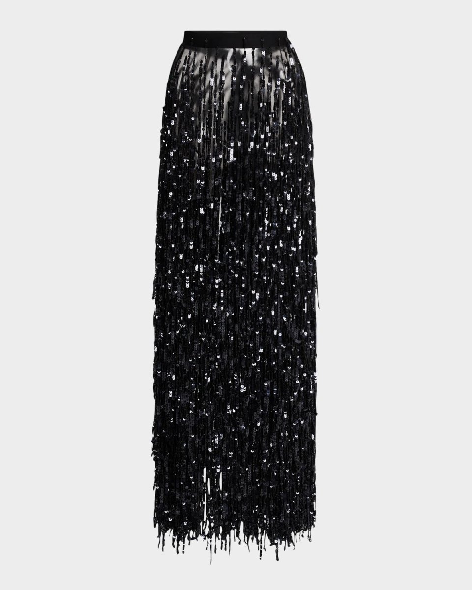 Sequin Fringe Maxi Pencil Skirt